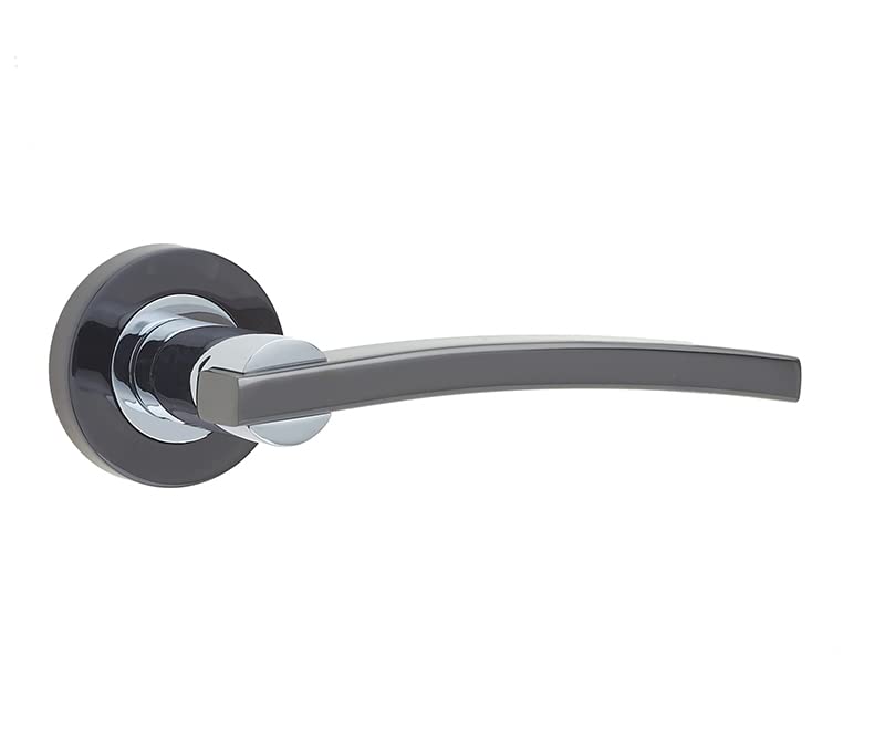 Frelan Hardware Modena JV780PCBN Polished Chrome & Black Nickel Levers On Rose, White