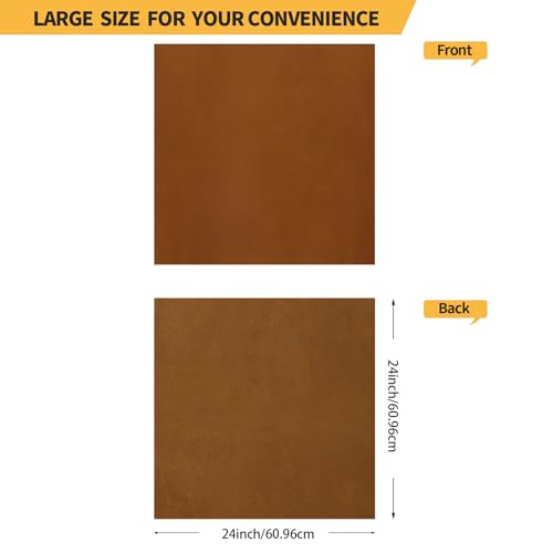 Image of RingSun Genuine Leather Sheets for Crafts 24''X24'' Full Grain Leather Tooling Leather (2mm) Thick Cowhide Leather Pieces Square, Bourbon Brown