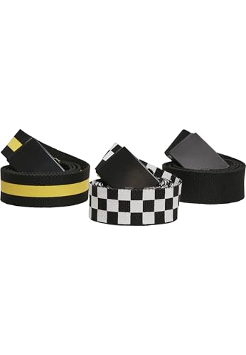 Urban Classics Herren Belts Trio Gürtel, black/white/yellow, S/M,Unisex Belts Trio