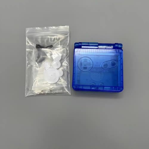 Image of Hzxkqmil Replacement Full Shell Case Kit for Gameboy Advance SP Console | Custom Transparent Housing DIY Clear Cover with Buttons Screws Repair Parts + Screwdrivers Tools for GBA SP (Clear Blue)