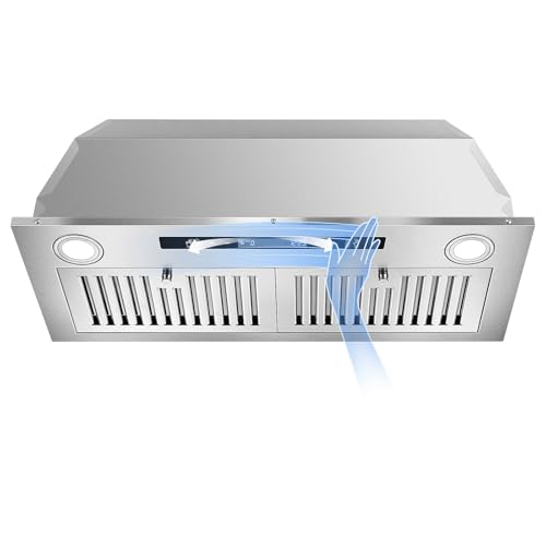 Zomagas Range Hood Insert 30 inch, Ducted/Ductless Range Hood with Gesture Sensing & Touch Control, Built-in Kitchen Hood 600CFM, 2 Pcs Stainless Steel Baffle Filters