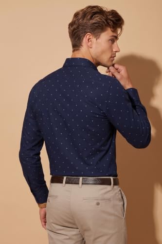 Image of Peter England Men's Cotton Slim Fit Ditsy Printed Full Sleeve Shirt