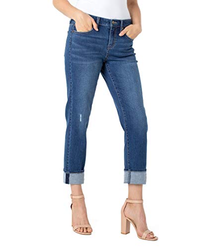 Liverpool Marley Sustainable Cuffed Hem Girlfriend Jeans in Day Lily