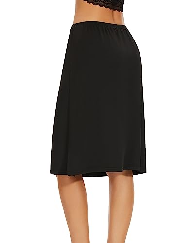 Image of MANCYFIT Half Slips for Women Underskirt Dress Extender Lace Trim Knee Length Midi Skirt