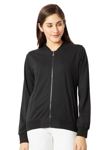 Veste bomber pour femme Miss Chase à col rond et manches longues pour un style décontracté