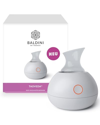 Baldini TaoVeda Massageölwärmer Elektrischer Massageöl-Erwärmer für wohltuende Massagen 50ml Glasgefäß Erwärmt Öl in 3 Minuten auf ca. 50C Für Wellness & Zuhause