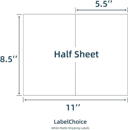 Image of 500 Sheets 1000 Pcs Self Adhesive 8.5 inch x 5.5 inch Half Sheet Shipping Labels for Laser & Inkjet Printers, 5-1 /2 x 8-1 /2 2 Up Half Page Shipping Mailing Labels, 2 per Page Shipping Labels