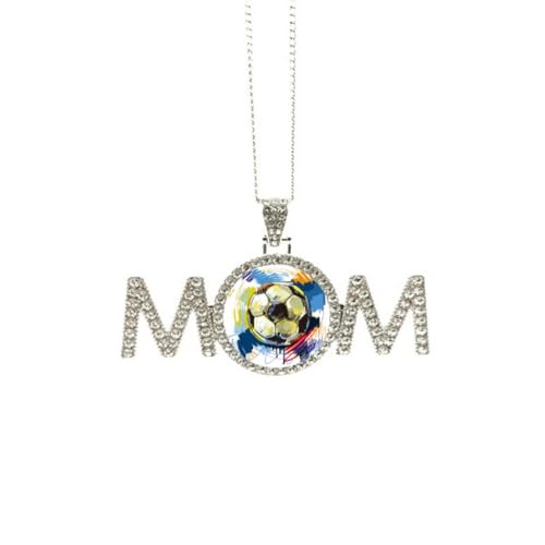 Collier de football peint au quotidien, bijou élégant pour mères