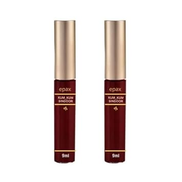 100% Natural Herbal Makeup Liquid Sindoor with Sponge-Tip- Applicator- Long lasting Chemical free & Waterproof with Floral Pigment Sindoor Pack Of 2 Sindoor (Maroon)