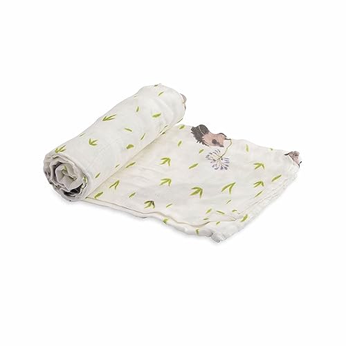 Image of Little Unicorn Deluxe Swaddle | Single | 100% Rayon Muslin from Bamboo | Super Soft | Newborns and Infants | Large 47 inch x 47 inch | Machine Washable (Hedgehog)