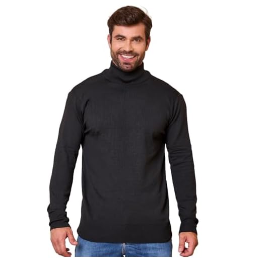Suéter de Tricot Masculino Blusa de Frio Gola Alta Cacharrel Masculina, Baronesa Tricot (BR, Alfa, G, Regular, Regular, Preto)