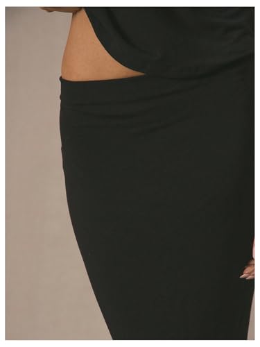 Floerns Women's Low Rise Long Skirts Stretchy Casual Pencil Maxi Skirt4