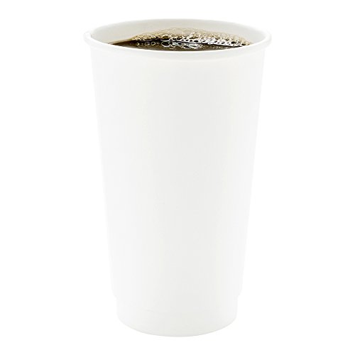 Image of Restaurantware 20 Ounce Disposable Cups, Pack of 250 Insulated Double Wall Paper, Leakproof, White Paper Rolled Rim Hot Beverage Cups a€ inch Lids Sold Separately, Ideal for Coffee, Tea and More