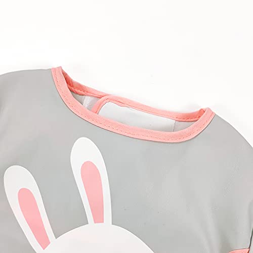 Baby slabbetjes met mouwen, unisex waterdichte slabbetjes met lange mouwen, slabbetjes, cartoon dier kwijlen slabbetje… - Image 3