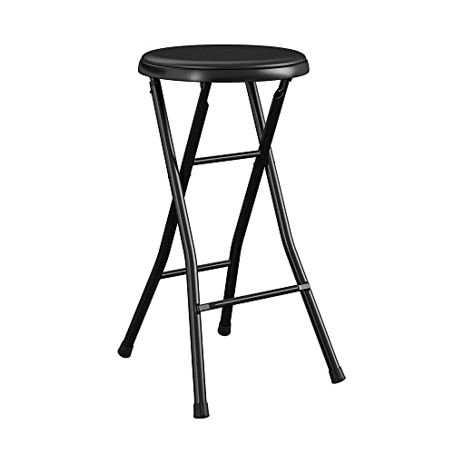 Image of COSCO 24 inch Vinyl Padded Folding Stool, Multipurpose, Great for Small Spaces, Double Braced, Black, 4-Pack