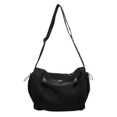 ALWY Bolsa de ombro feminina de lona com zíper bolsa transversal para trabalho, uso diário (Preto)