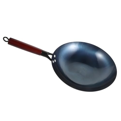 Wok de hierro con mango de madera antiadherente miniatura 1