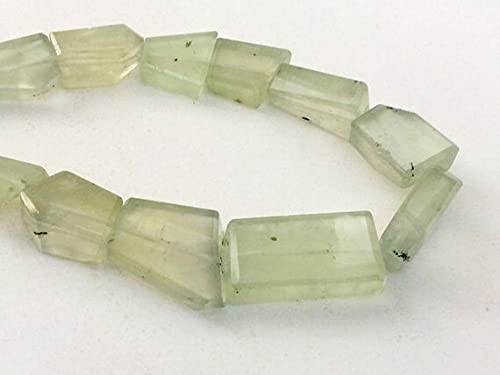 LKBEADS 1 sznur naturalnych koralików z prehnitu, jednokolorowych koralików w kształcie prehnitu, 11-26 mm długości 18 cm