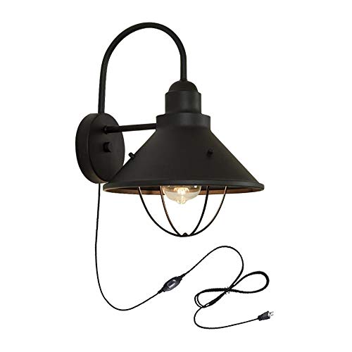 STGLED 壁掛けライト コンセント式 防水スイッチ付き 玄関 照明 ブラケットライト 防水 ウォール 壁掛けライト ラケットライト ポーチライト 照明 外灯 レトロ 玄関照明 壁掛け照明 アンティーク風 庭園灯 屋外用 ウォールランプ ガーデン 室内 廊下 防雨 室外用 E26 電気工事不要