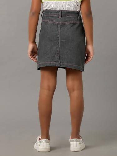 Image of Under Fourteen Girls Denim Hot Skirt | Skirt for Girls | Woven | 6-7 Yrs(Grey)