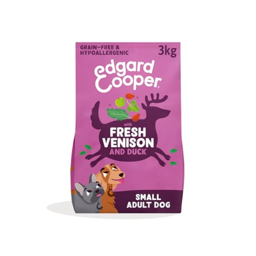 Edgard & Cooper Crochette Cani Adulti Senza Cereali Per Cani Di Taglia Piccola (3kg), Cervo e Anatra Freschi, Ricetta Ipoallergenica Con Mela, Cavolo Riccio e Rosa Canina, Senza Farine Di Carne