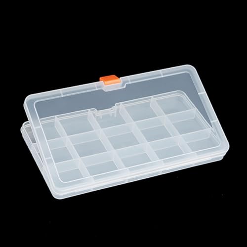 Image of Jewelry Organizer (2 Pack) Clear Plastic Organizer Box (15 Girds), Beads Storage Containers Box for Small Items and Other Craft Projects,Size 7.91 x 4.37 x 0.71 in