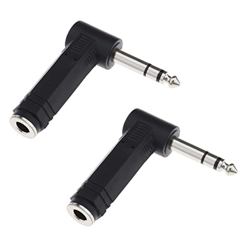 VGOL 2pcs Jack Adattatore Audio 1/4 Pollice 6.35mm Angolo Retto Stereo Spina Maschio a 1/4 Pollice 6.35mm Stereo Femmina per Chitarra Elettrica Mixer Altoparlante KTV Attrezzature