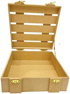 Craftworx Pine Plain MDF Wood Blank Rectangular Box for Painting, Wooden Sheet Craft, Decoupage, Resin Art Work & Decoration Size (9 x 9 x 2.5 Inches)