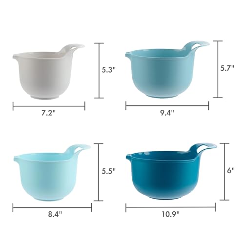 Set de 4 tazones plásticos anidados con pico y mango, azul miniatura 5