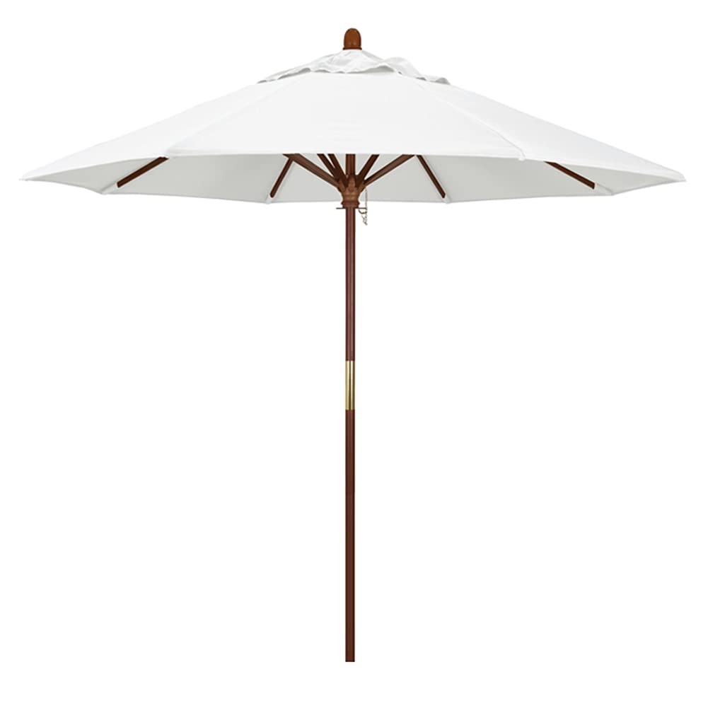 WDSOPK Garden Parasol,2.7m/8.9ft Wooden Market Patio Umbrella,Outdoor Garden Backyard Table Umbrella, Beach Cafe Sunshade Umbrella,White