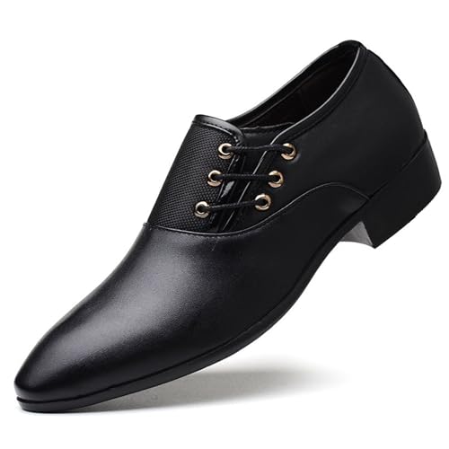 Men’s Leather Dress Shoes for Men, Round Toe Lace-up Casual Leather Derby Shoes Wedding Work Office
