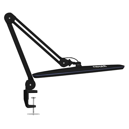 Image of Neatfi XL 2,200 Lumens 24W LED Desk Lamp - 23 inch Wide Shade | Dimmable Eye-Caring Task Light | Adjustable Arm | Home Office, Study, Crafts & Nail Tech (Black, Non-CCT with Clamp)