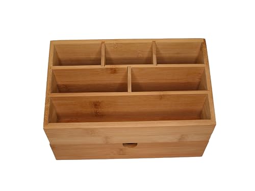 hausleben Schreibtisch Organizer aus nachhaltigem Bambus | 6 Fächer | mit Schublade | Schreibtischablage | Stiftebox | Büro – Bild 5
