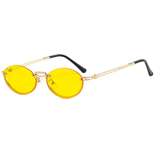 COTIA Retro Rimless Sunglasses Men Women Small Oval Punk Hip Hop Sun Glasses