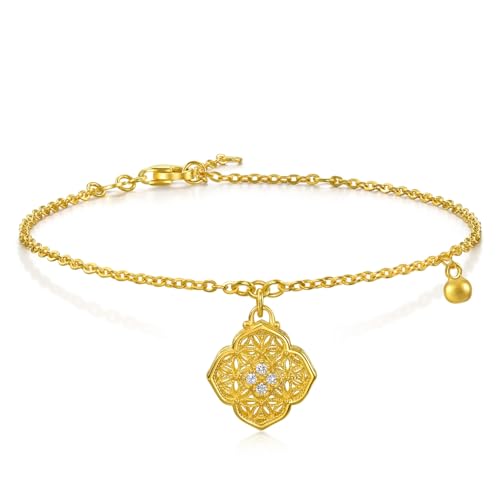 CHOW SANG SANG 999 24K Solid Gold Cultural Blessings Auspicious Lock Ruyi Bracelet for Women 18cm 95553B - Main Image