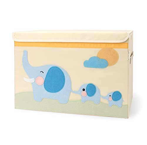 Baule Portagiochi Bambini con Coperchio Ceste Portagiochi Bambini Lavabile Scatola di Giocattoli per Bambini Pieghevole Contenitore Portaoggetti per Cameretta Bimbi, 51x36x36cm - Elefante