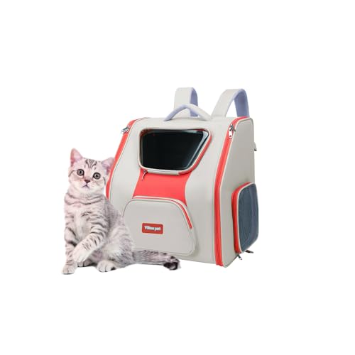 BOSERMEN Cat Backpack, Comfortable Dog Backpack for Travel Hiking and Camping, Breathable Pet Backpack, Airline Approved Cat Travel Bag(Khaki)