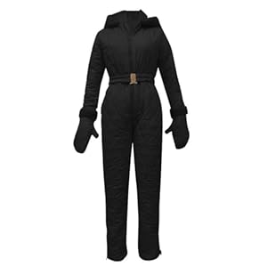 Schneeanzug für Damen, Winter, warmer Skianzug, einteiliger Softshell-Mantel mit Kapuze + Sporthose, winddichter Spielanzug, wasserdichter Overall für Outdoor, Snowboard, Skifahren, Schwarz , XL