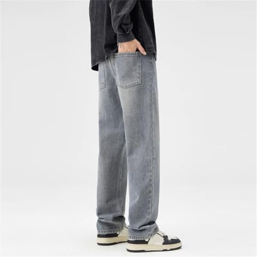 Men Vintage Jeans with Pockets Distressed Pants Street Loose Straight Denim Trousers2