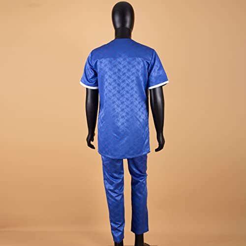 African Men Clothing Dashiki Shirts and Pants 2 Piece Outfits Crop Top Attire Short Sleeve Plus Size Casual4