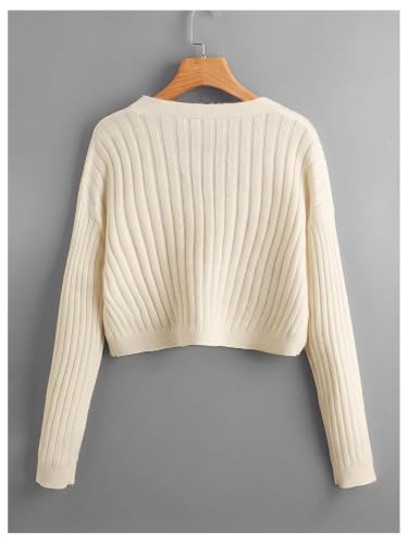 Image of SweatyRocks Women's Long Sleeve Button Front V Neck Soft Cardigan Sweaters