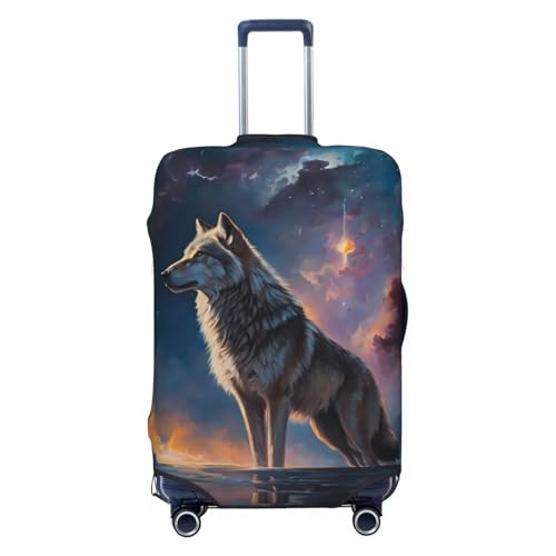 Travel Luggage Cover Protector - Night Sky Wolf Anti-Scratch Suitcase Covers Fits 18-32 Inch Luggage