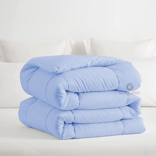 Image of Restful Sleep All Weather Comforter King Size - Dohar /Rajai /Blanket /Duvet -250 GSM Quilt Soft Microfiber Fill King Size (92 inchX106 inch) - Sky Blue Color