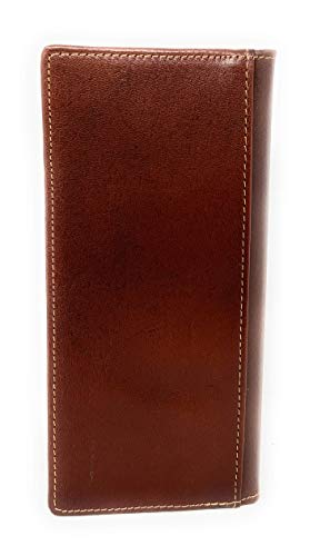 Texas West Men's Cow Fur Cowhide Genuine Leather Chrome Star Basketweave Bifold Wallet in 3 Colors (Brown)4