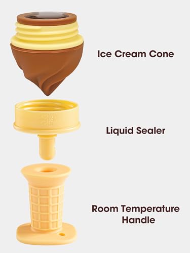 Image of Smily Mia Freezer Teether for Babies 12-18Months,Freezable Ice Cream Toy for 6-12Months Babies,Cold Water Soother for 3-6Months for Teething Pian Relief, Choclate Brown