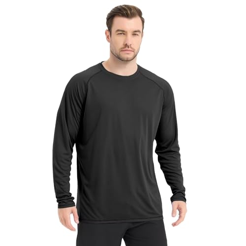 Mens UV Sun Protection Shirts UPF 50 Long Sleeve Rash Guard SPF Outdoor Hiking Running Fishing Shirt Lightweight