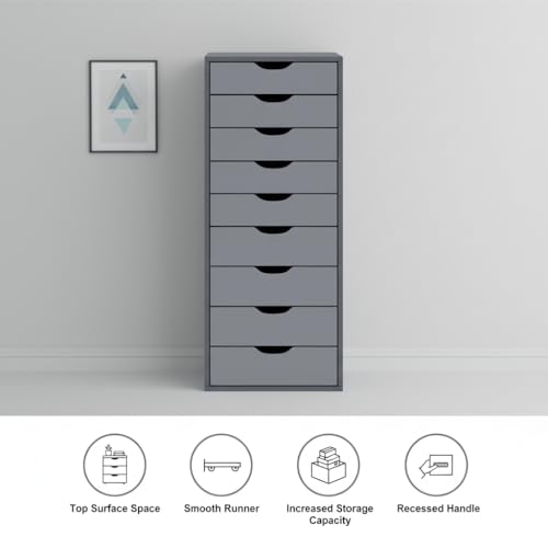 Image of Naomi Home Bianca 9-Drawer Tall Wooden Dresser - White