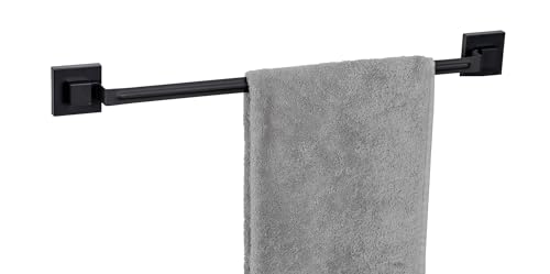 WENKO Badetuchstange Mod. Quadro stilvolle Edelstahl Handtuchstange 60 cm unkompliziert ohne Bohren zu befestigen Elegante Farbe Schwarz