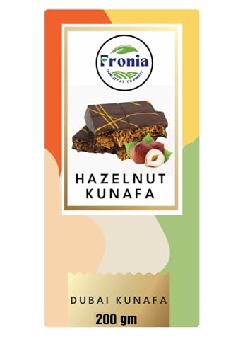 Image of Fronia Kunafa Chocolate Bar Dubai Style - Hazelnut Kunafa Chocolate Dessert, Milk Chocolate with Creamy Hazelnut Filling & Crunchy Kunafa Layers | 200g