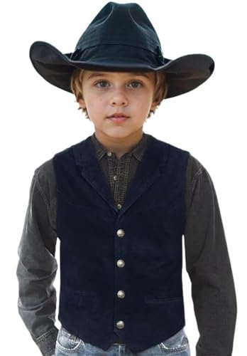 Boys Vest for Kids Western Vest Suede Cowboy Style Vintage Waistcoat - Main Image
